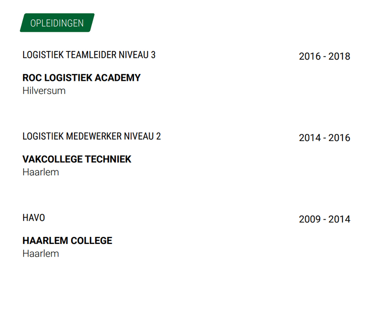 Opleiding magazijnmedewerker cv