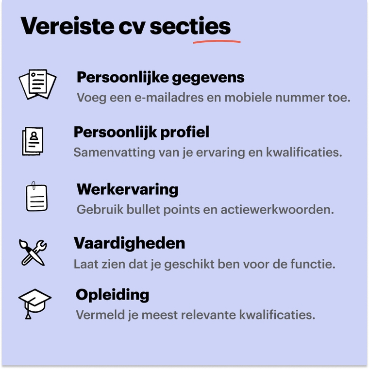 Vereiste cv secties