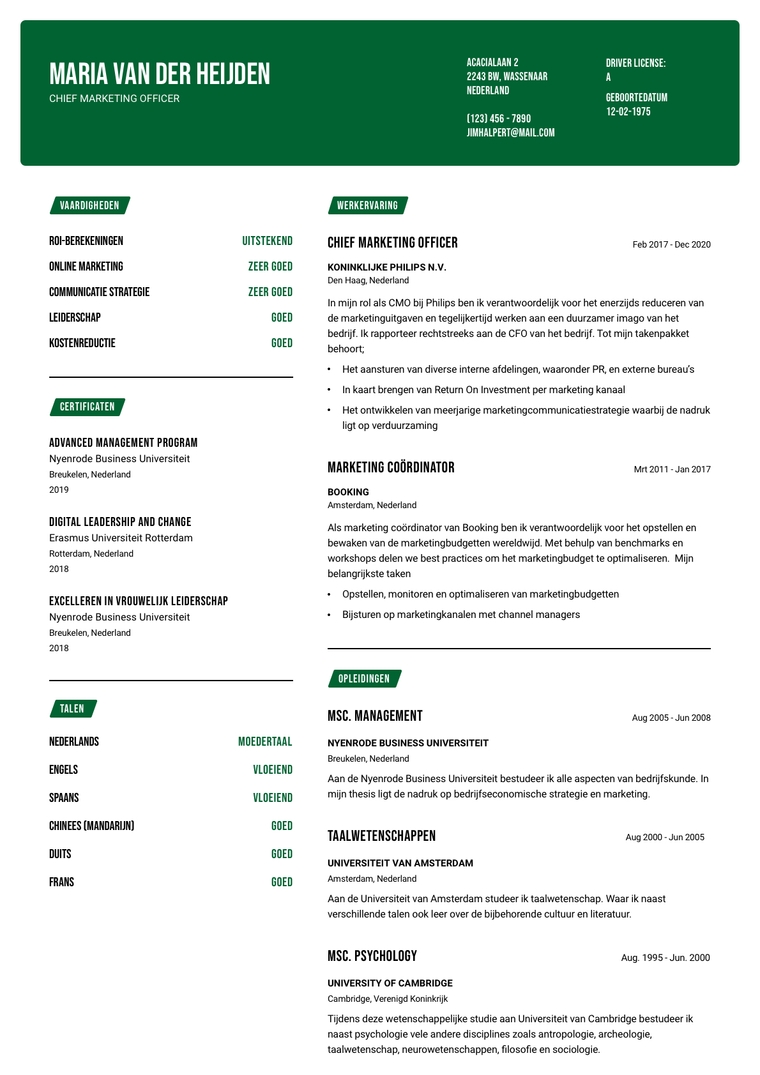 Voorbeeld cv - Marketing Manager Voorbeeld cv - Marketing Manager
