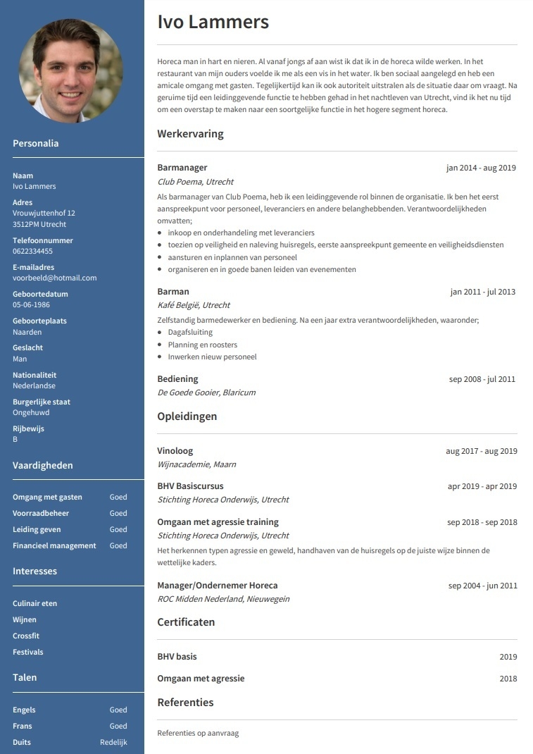 Waarschuwing effect Winkelcentrum Modern cv maken met onze templates en voorbeelden - CVmaker.nl